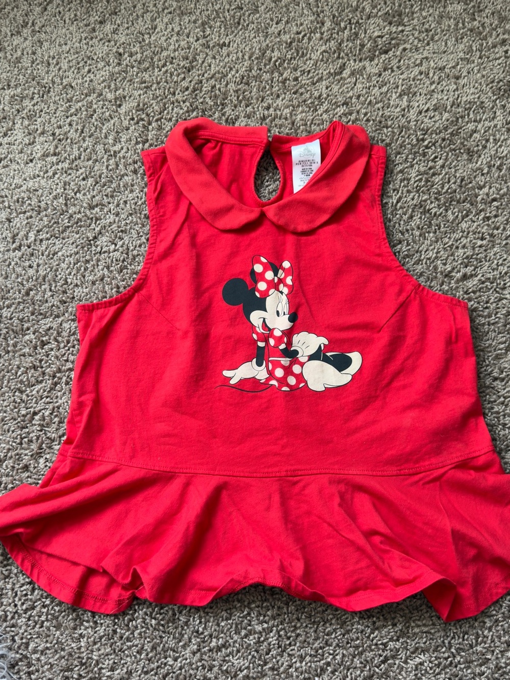 Disney Parks Red Minnie Mouse Peplum Tank Top with Peter Pan Collar